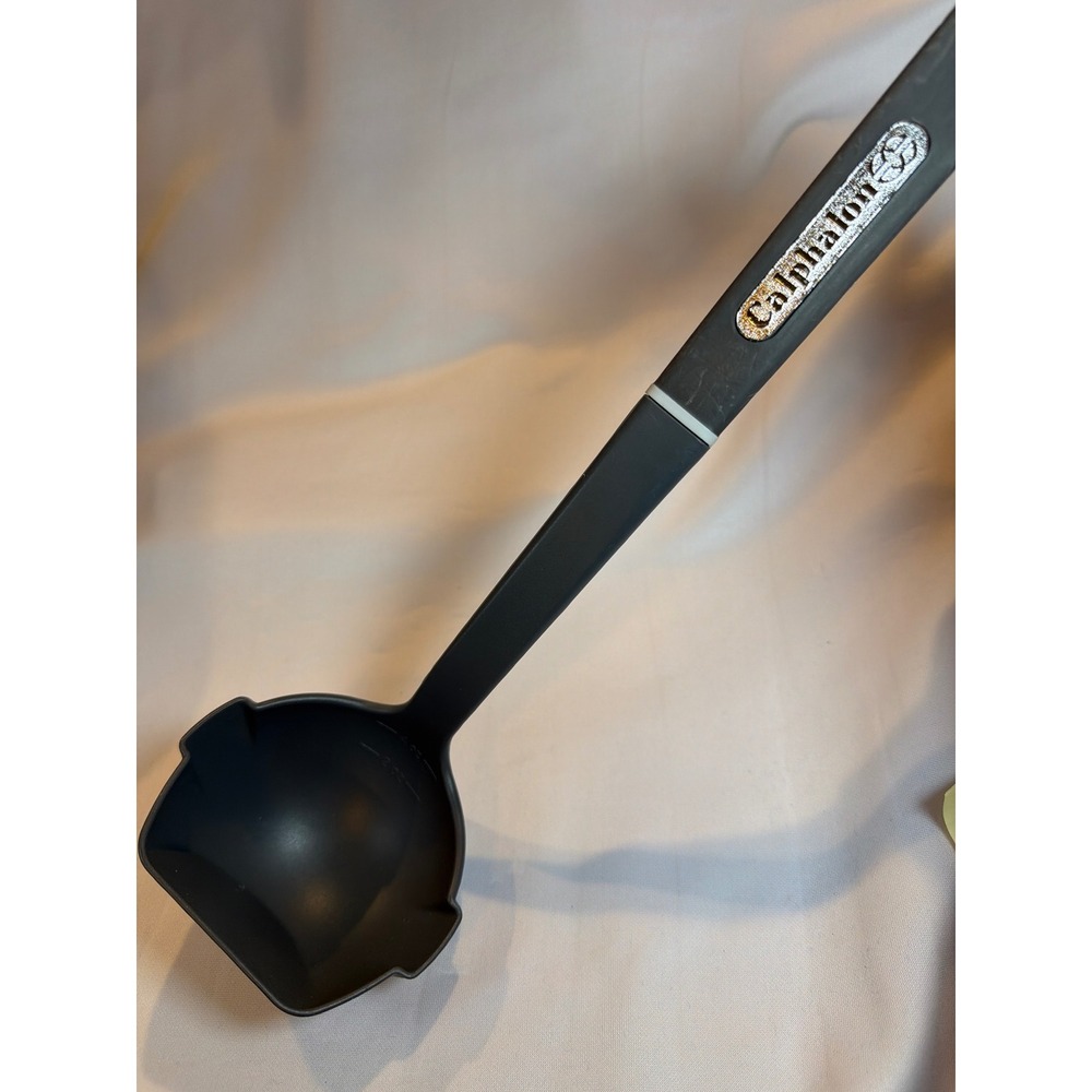 Calphalon Dark Gray Nylon Soup Ladle with Measurement Markings and Pour Spouts